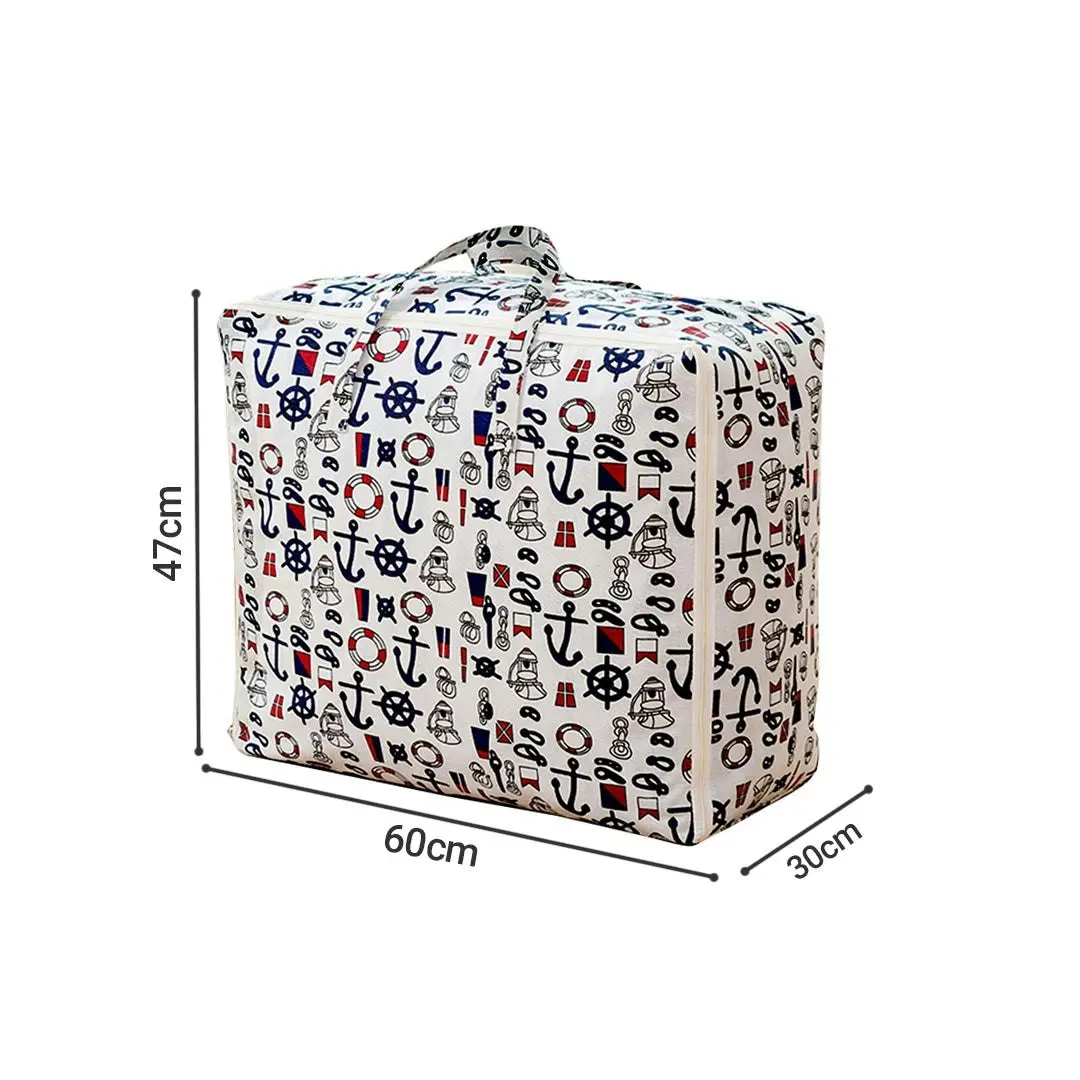 Soga Nautical Icons Super Large Storage Luggage Bag Double Zipper Foldable Travel Organiser Essentials