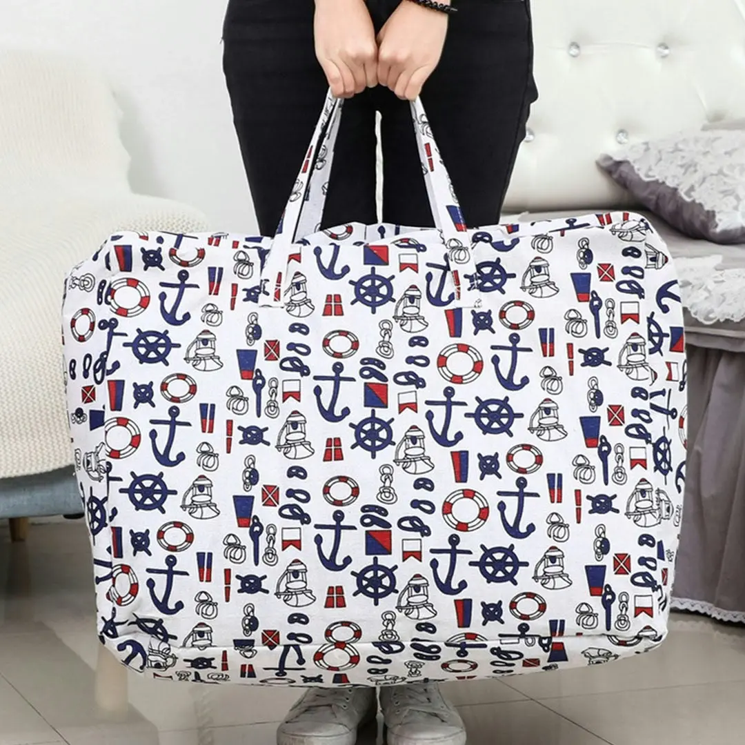 Soga Nautical Icons Super Large Storage Luggage Bag Double Zipper Foldable Travel Organiser Essentials