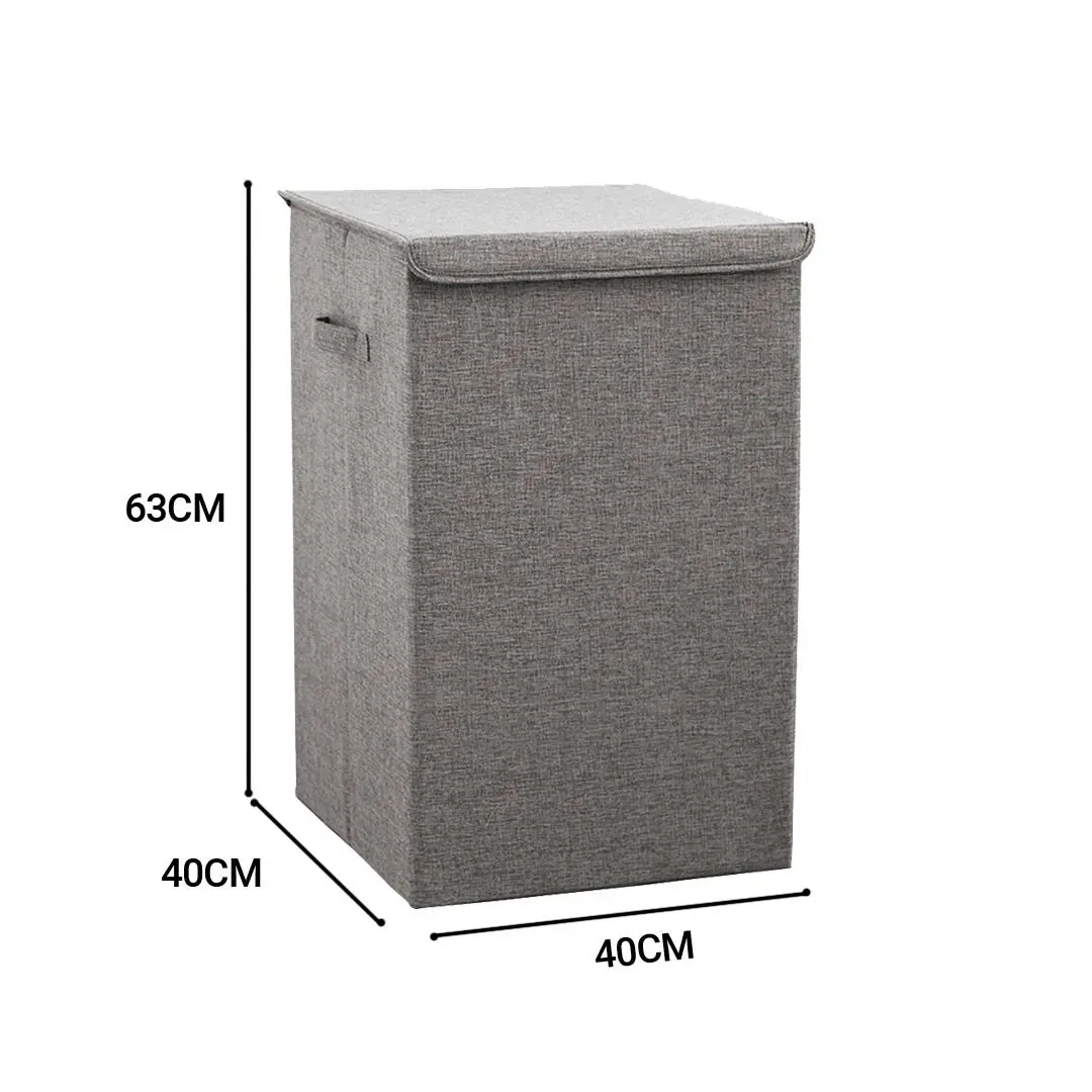 Soga Grey Large Collapsible Laundry Hamper Storage Box Foldable Canvas Basket Home Organiser Decor