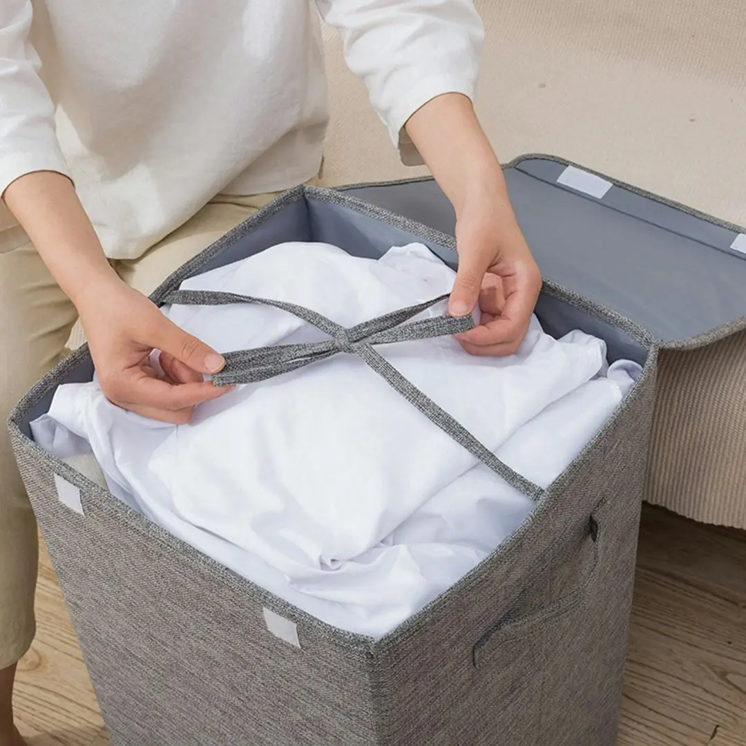 Soga Grey Large Collapsible Laundry Hamper Storage Box Foldable Canvas Basket Home Organiser Decor