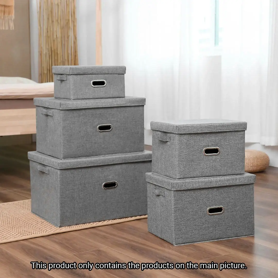 Soga Grey Large Foldable Canvas Storage Box Cube Clothes Basket Organiser Home Decorative Box