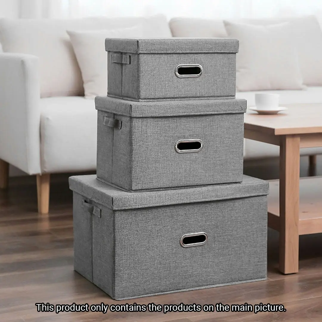 Soga Grey Large Foldable Canvas Storage Box Cube Clothes Basket Organiser Home Decorative Box