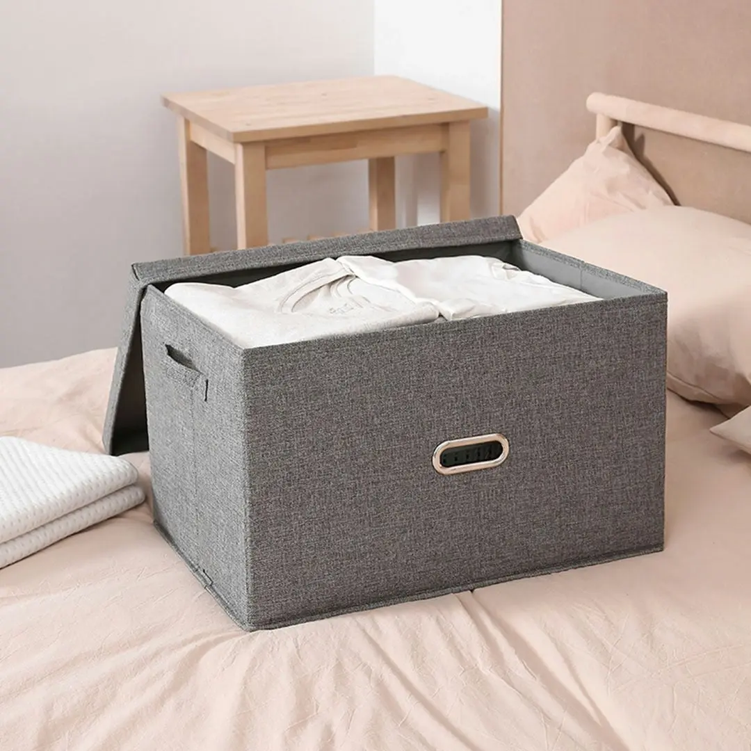 Soga Grey Large Foldable Canvas Storage Box Cube Clothes Basket Organiser Home Decorative Box