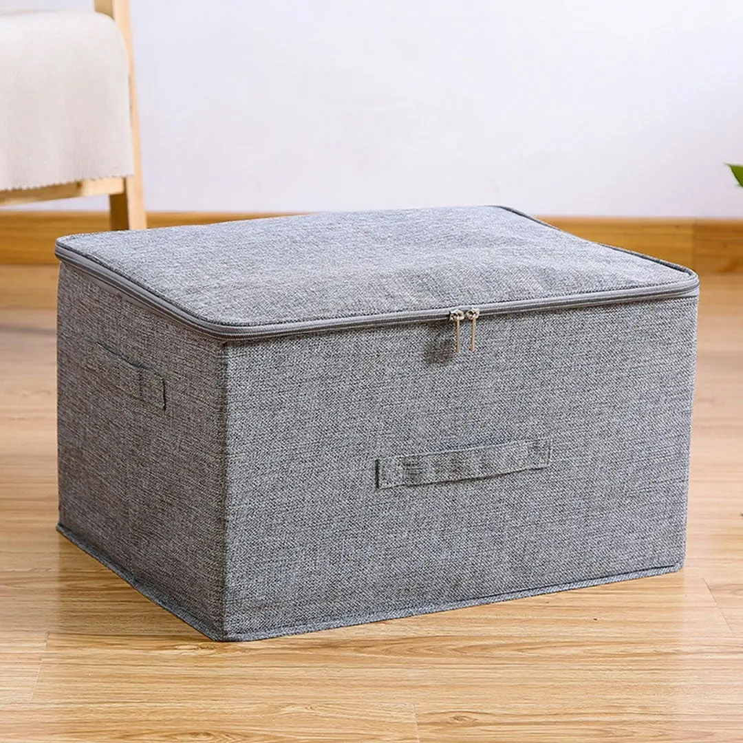 Soga Grey Large Portable Double Zipper Storage Box Moisture Proof Clothes Basket Foldable Home Organiser