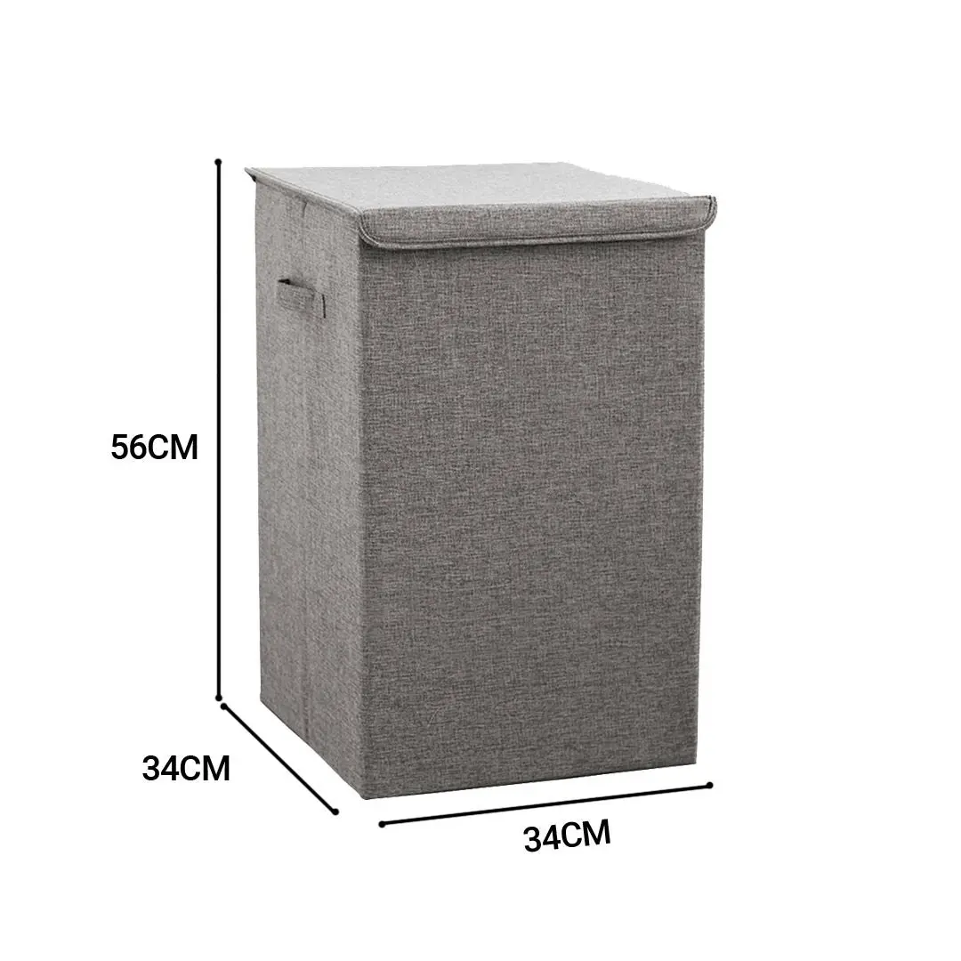 Soga Grey Medium Collapsible Laundry Hamper Storage Box Foldable Canvas Basket Home Organiser Decor