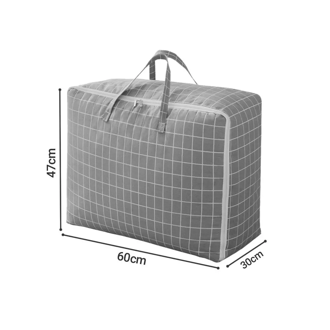 Soga Grey Plaid  Super Large Storage Luggage Bag Double Zipper Foldable Travel Organiser Essentials