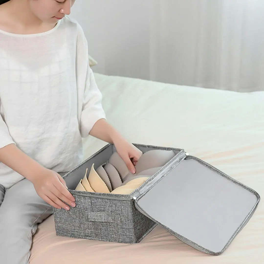 Soga Grey Small Portable Double Zipper Storage Box Moisture Proof Clothes Basket Foldable Home Organiser