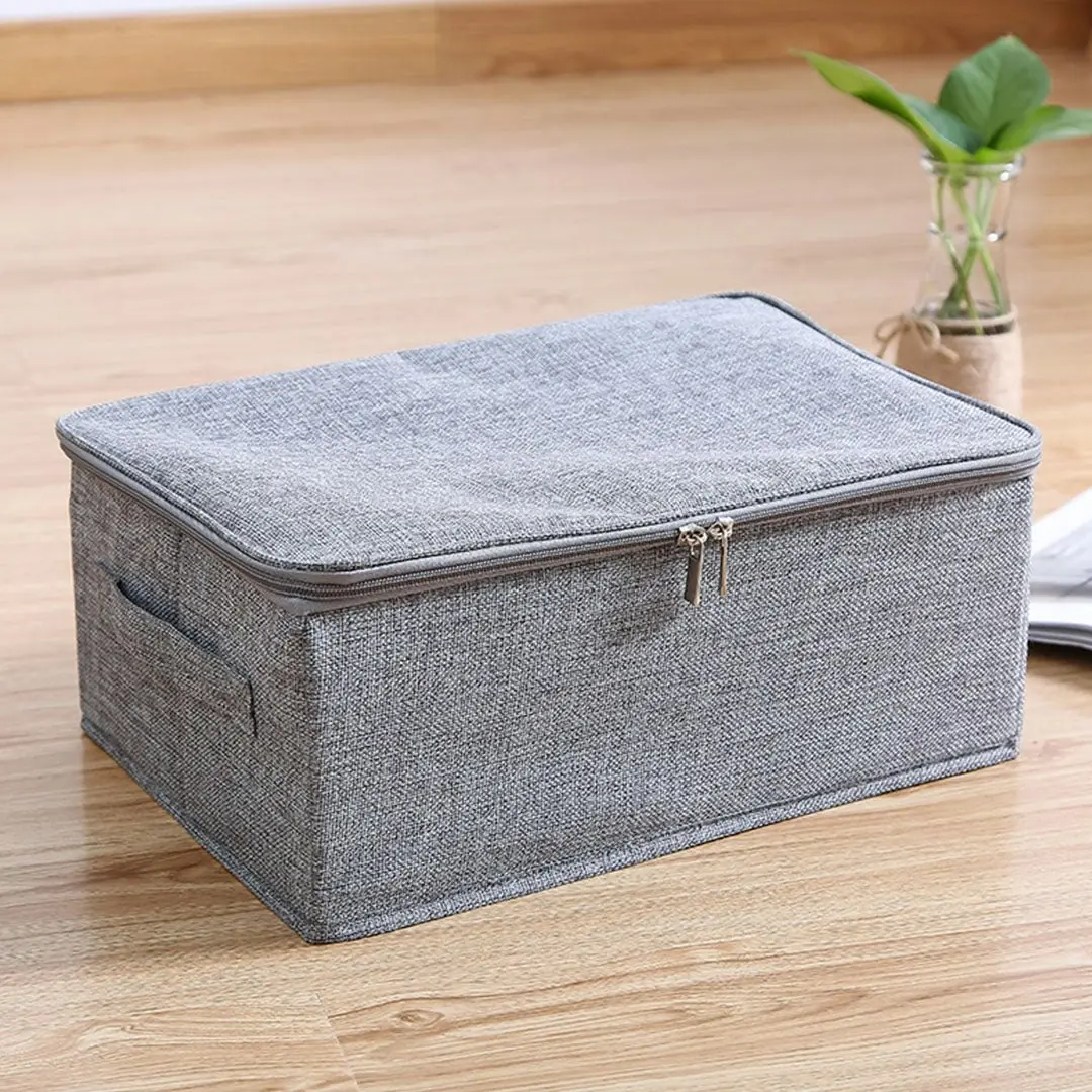 Soga Grey Small Portable Double Zipper Storage Box Moisture Proof Clothes Basket Foldable Home Organiser