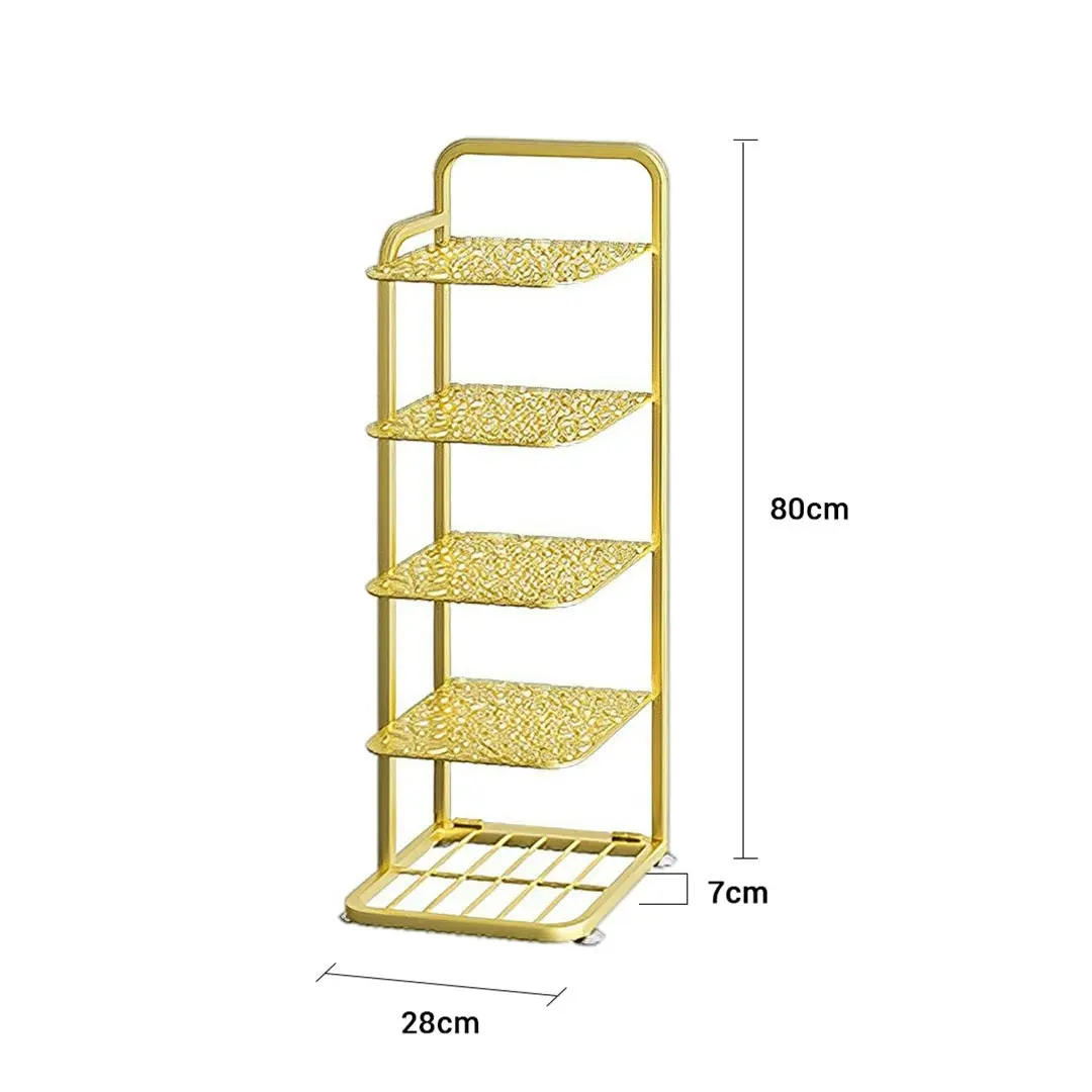 Soga 5 Tier Gold Plated Metal Shoe Organizer Space Saving Portable Footwear Storage Shelf