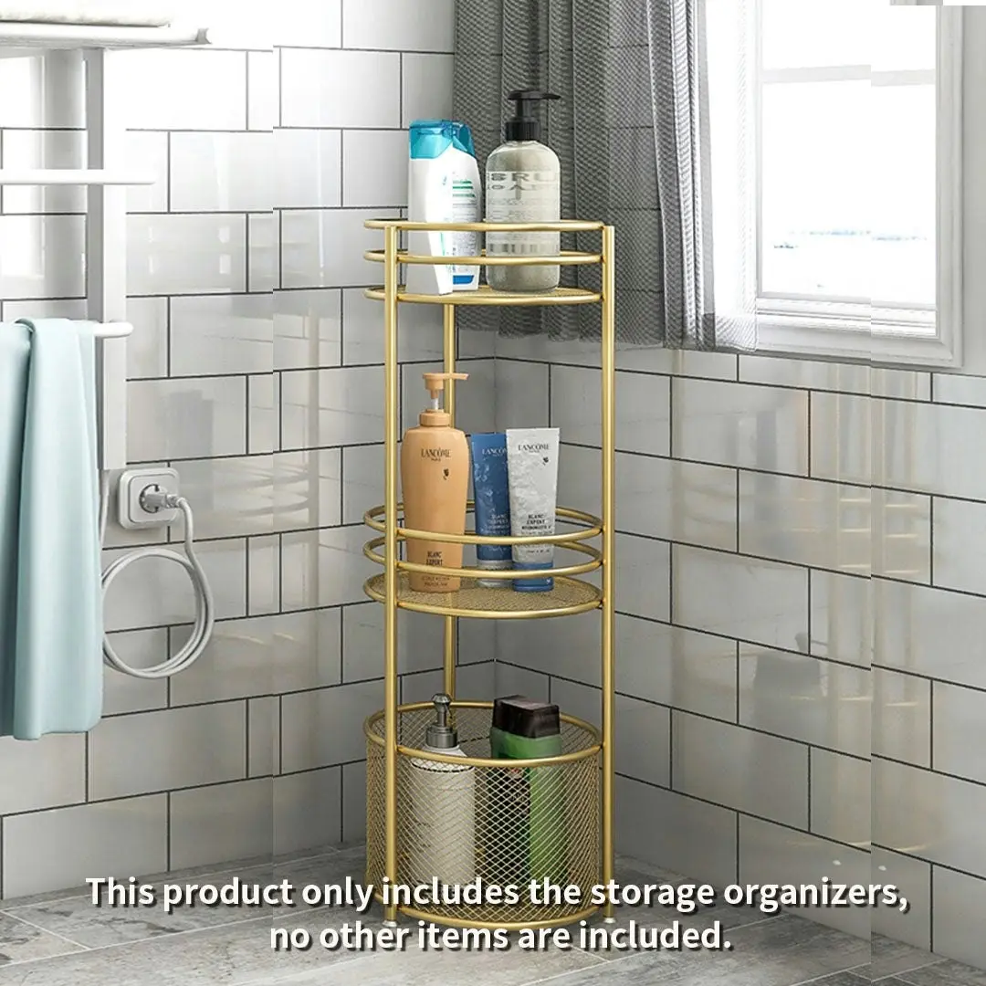 Soga 3 Tier Bathroom Freestanding Storage Shelf Multifunctional Display Rack Organiser with Basket