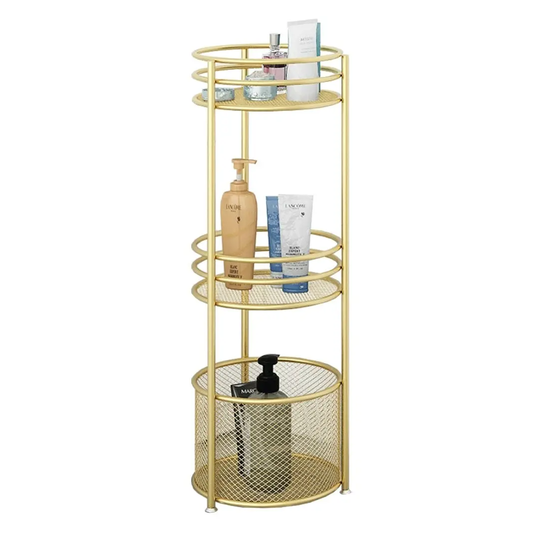 Soga 3 Tier Bathroom Freestanding Storage Shelf Multifunctional Display Rack Organiser with Basket