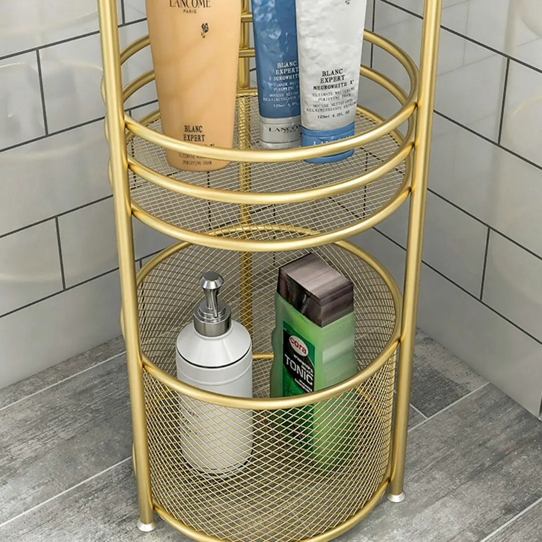 Soga 3 Tier Bathroom Freestanding Storage Shelf Multifunctional Display Rack Organiser with Basket