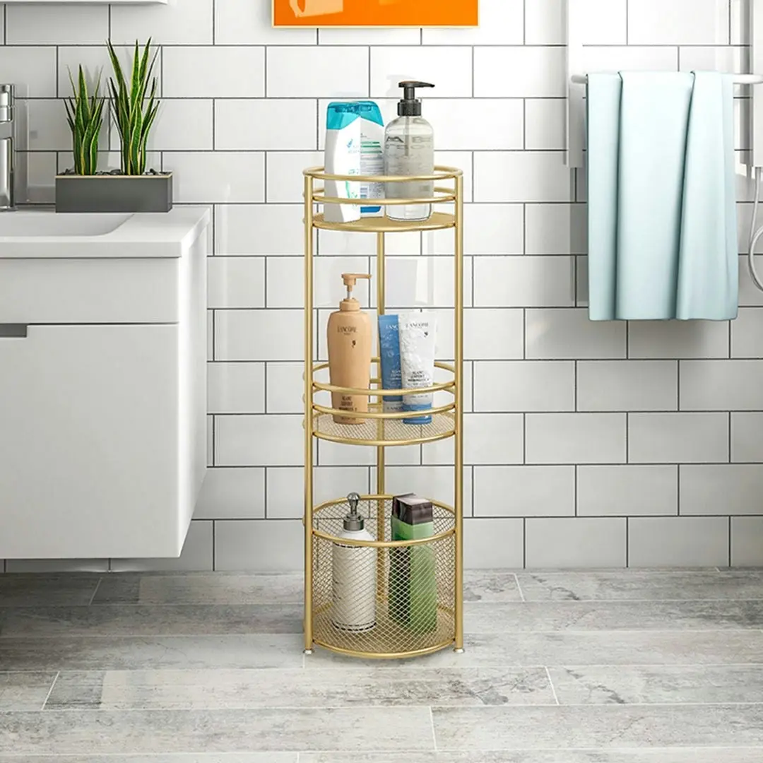 Soga 3 Tier Bathroom Freestanding Storage Shelf Multifunctional Display Rack Organiser with Basket