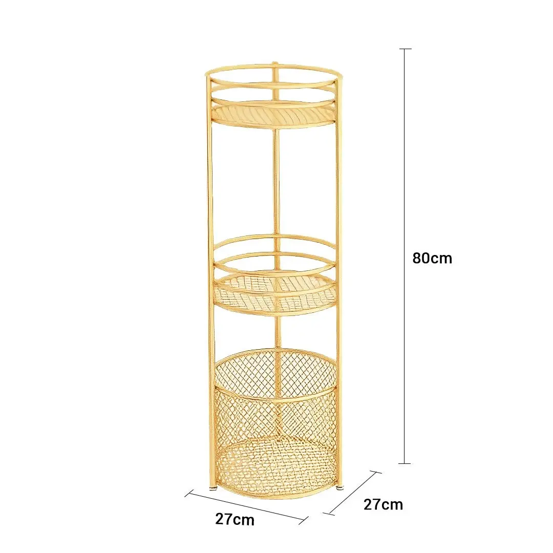 Soga 3 Tier Bathroom Freestanding Storage Shelf Multifunctional Display Rack Organiser with Basket