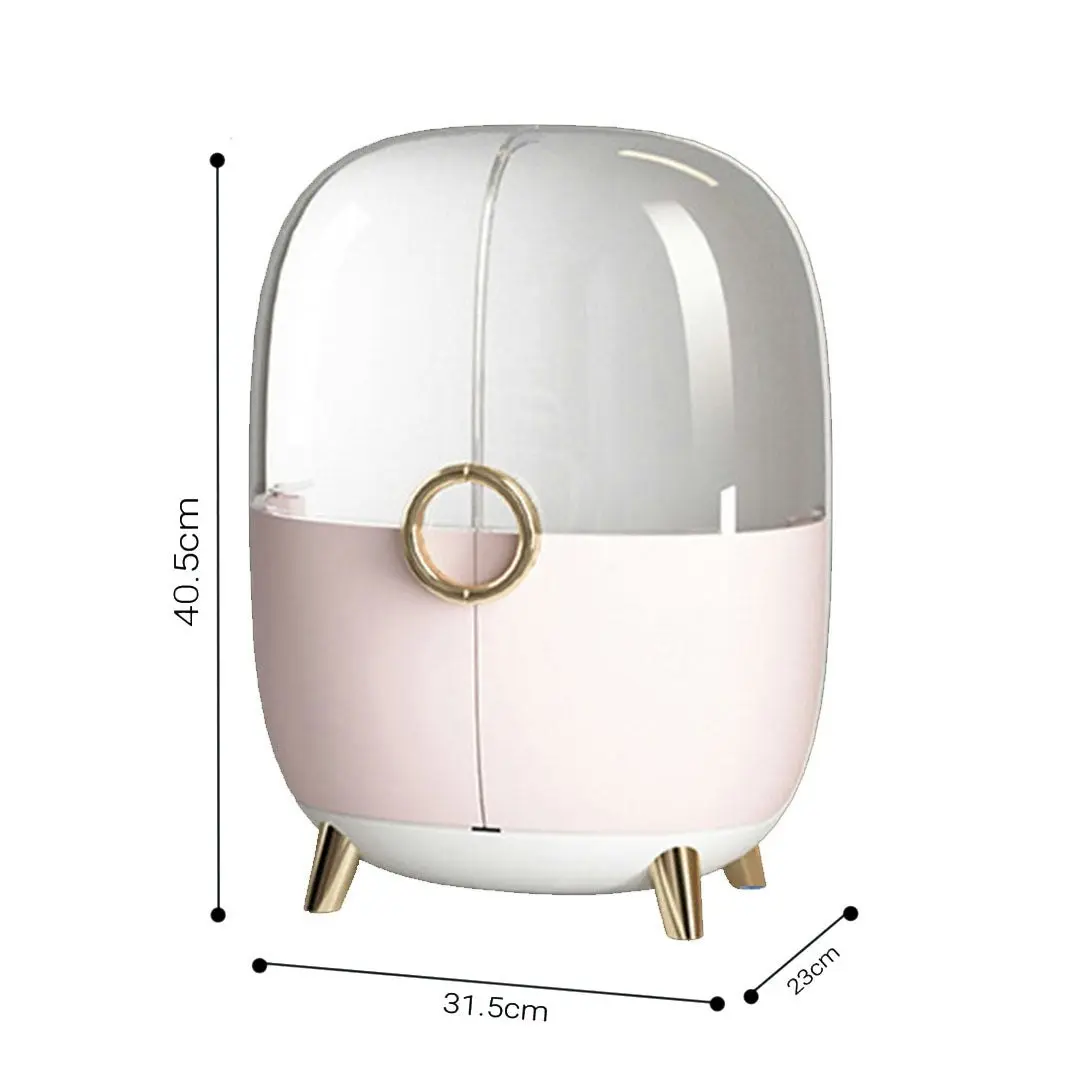 Soga Pink Transparent Countertop Makeup Organiser Cosmetic Storage Waterproof Dustproof Bathroom Skincare Holder with Lid