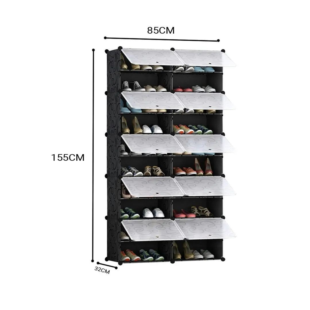 Soga 10 Tier 2 Column Shoe Rack Organizer Sneaker Footwear Storage Stackable Stand Cabinet Portable Wardrobe with Cover