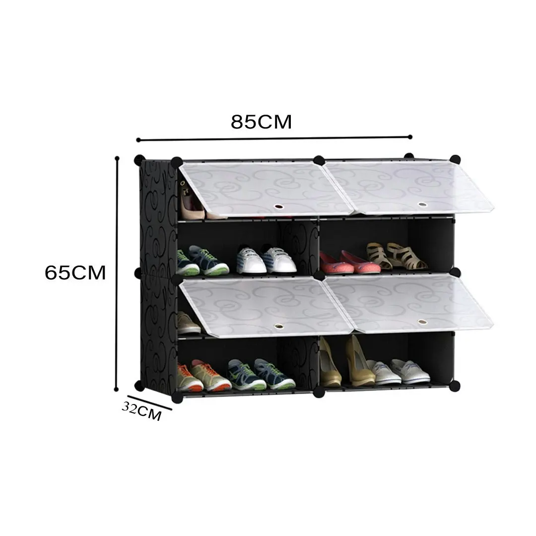 Soga 4 Tier 2 Column Shoe Rack Organizer Sneaker Footwear Storage Stackable Stand Cabinet Portable Wardrobe with Cover