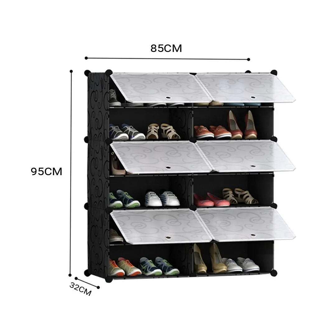 Soga 6 Tier 2 Column Shoe Rack Organizer Sneaker Footwear Storage Stackable Stand Cabinet Portable Wardrobe with Cover