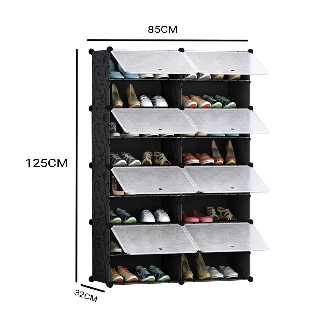 Soga 8 Tier 2 Column Shoe Rack Organizer Sneaker Footwear Storage Stackable Stand Cabinet Portable Wardrobe with Cover