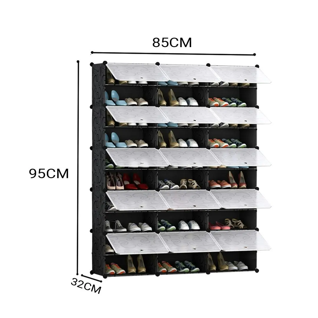 Soga 10 Tier 3 Column Shoe Rack Organizer Sneaker Footwear Storage Stackable Stand Cabinet Portable Wardrobe with Cover