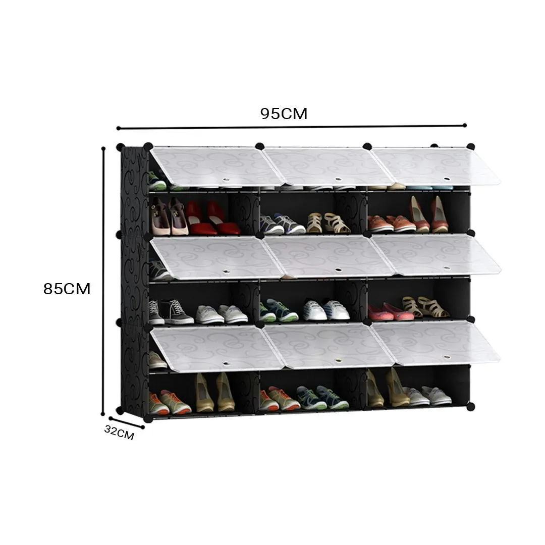 Soga 6 Tier 3 Column Shoe Rack Organizer Sneaker Footwear Storage Stackable Stand Cabinet Portable Wardrobe with Cove