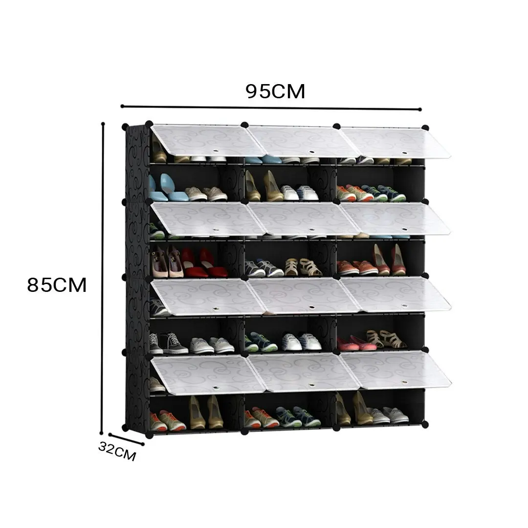 Soga 8 Tier 3 Column Shoe Rack Organizer Sneaker Footwear Storage Stackable Stand Cabinet Portable Wardrobe with Cover