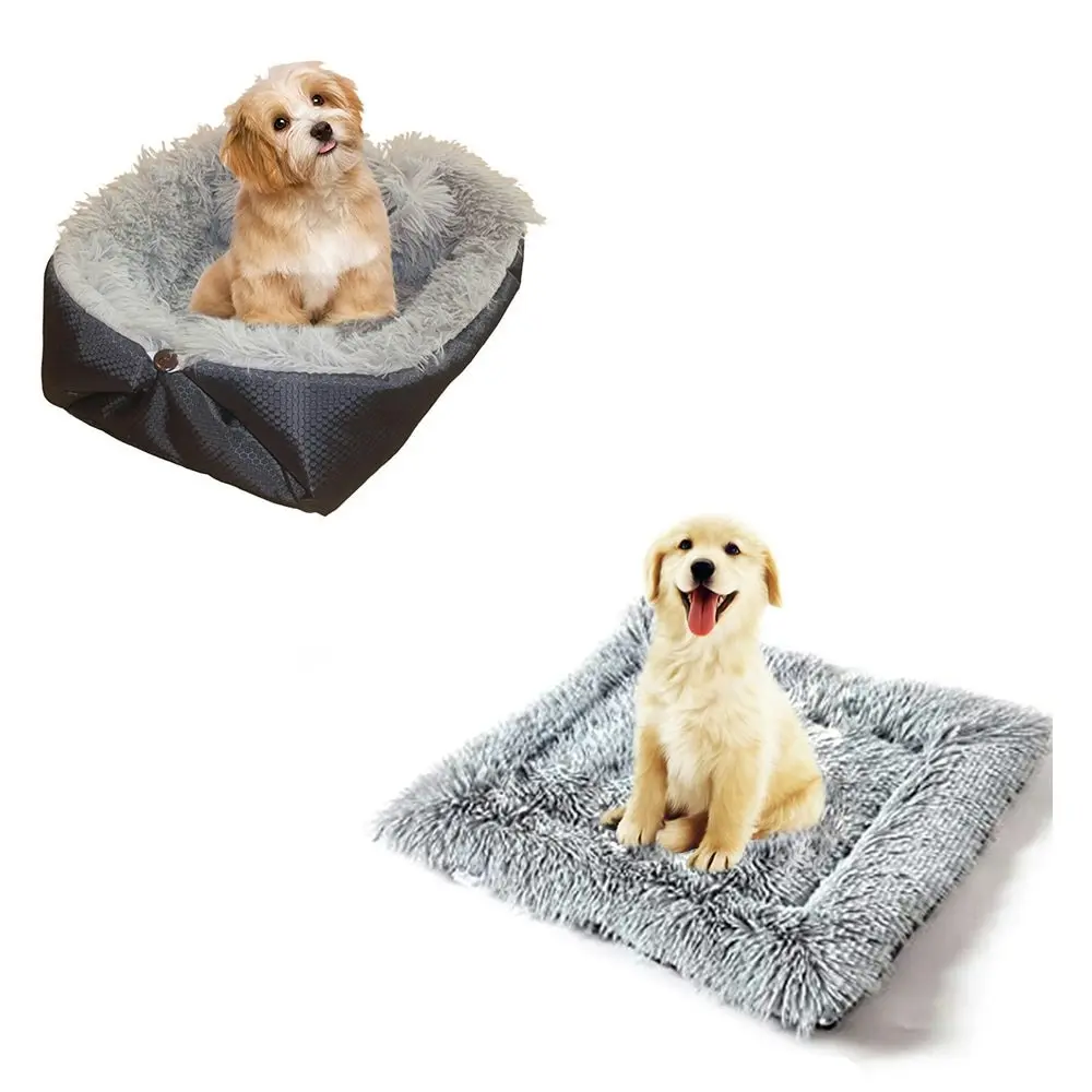 Soga Black Dual-purpose Cushion Nest Cat Dog Bed Warm Plush Kennel Mat Pet Home Travel Essentials