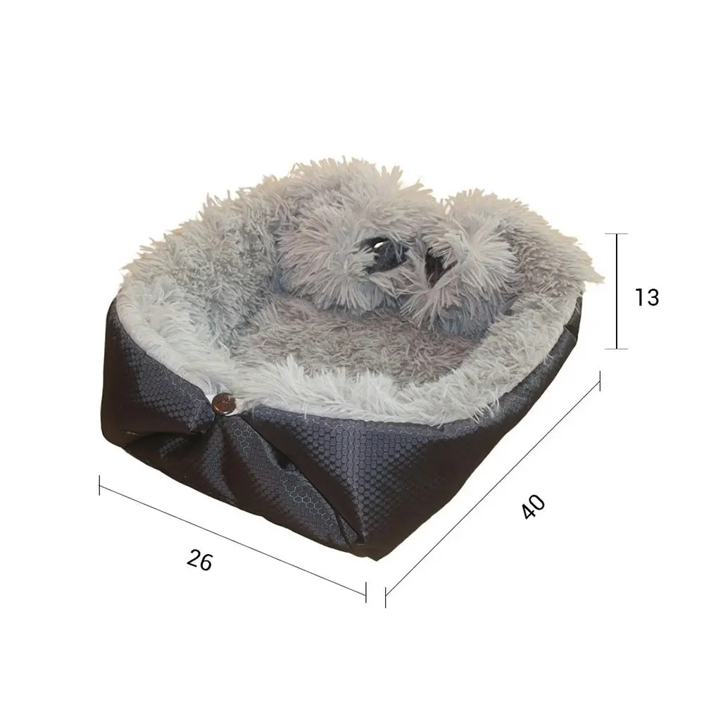 Soga Black Dual-purpose Cushion Nest Cat Dog Bed Warm Plush Kennel Mat Pet Home Travel Essentials