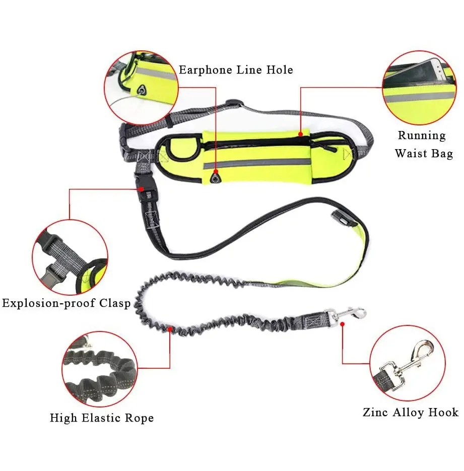 Soga Yellow Adjustable Hands-Free Pet Leash Bag Dog Lead Walking Running Jogging Pet Essentials