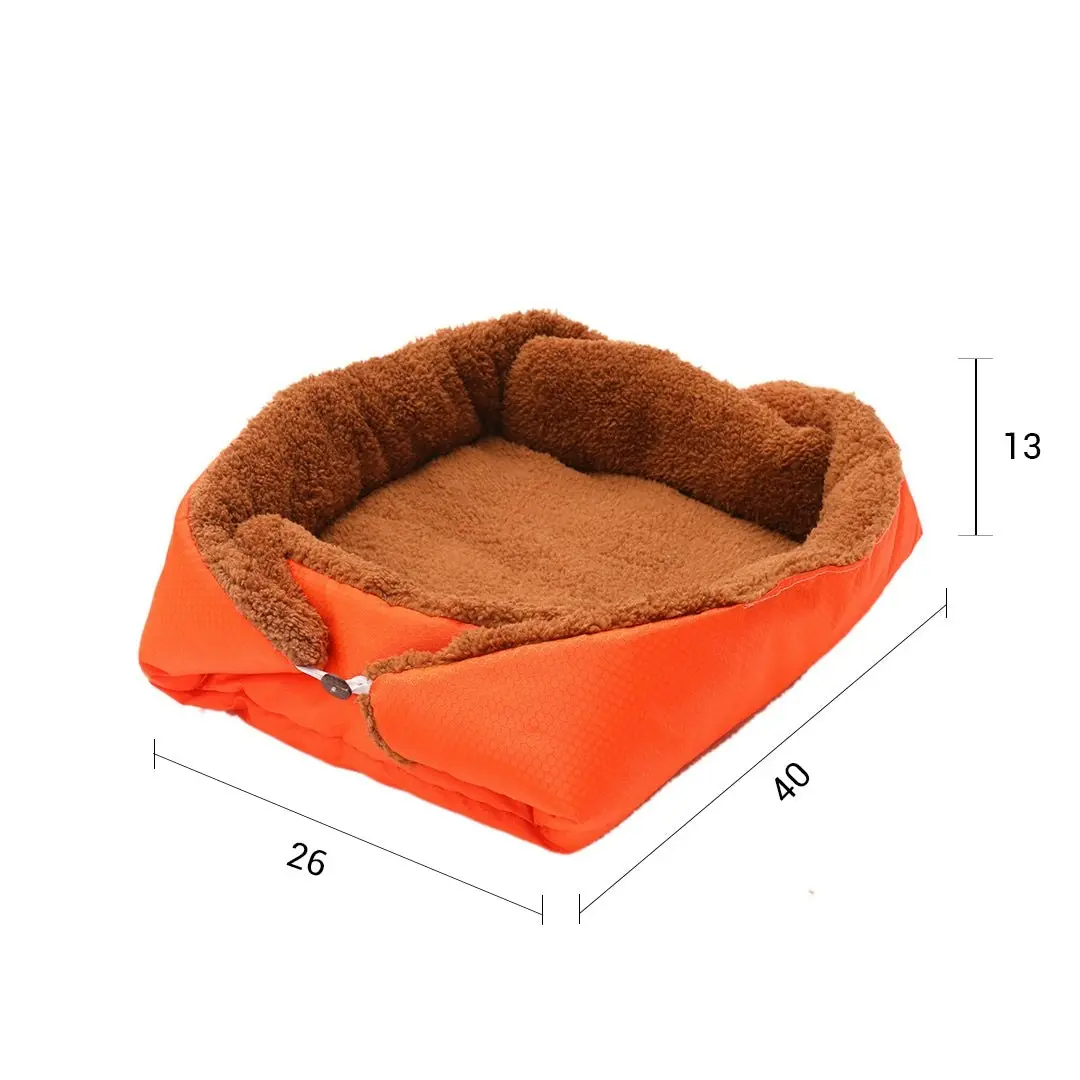 Soga Orange Dual-purpose Cushion Nest Cat Dog Bed Warm Plush Kennel Mat Pet Home Travel Essentials