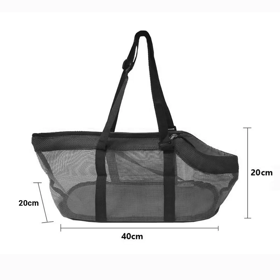 Soga Black Pet Carrier Bag Breathable Net Mesh Tote Pouch Dog Cat Travel Essentials