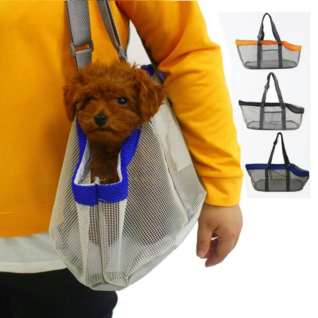 Soga Grey Pet Carrier Bag Breathable Net Mesh Tote Pouch Dog Cat Travel Essentials