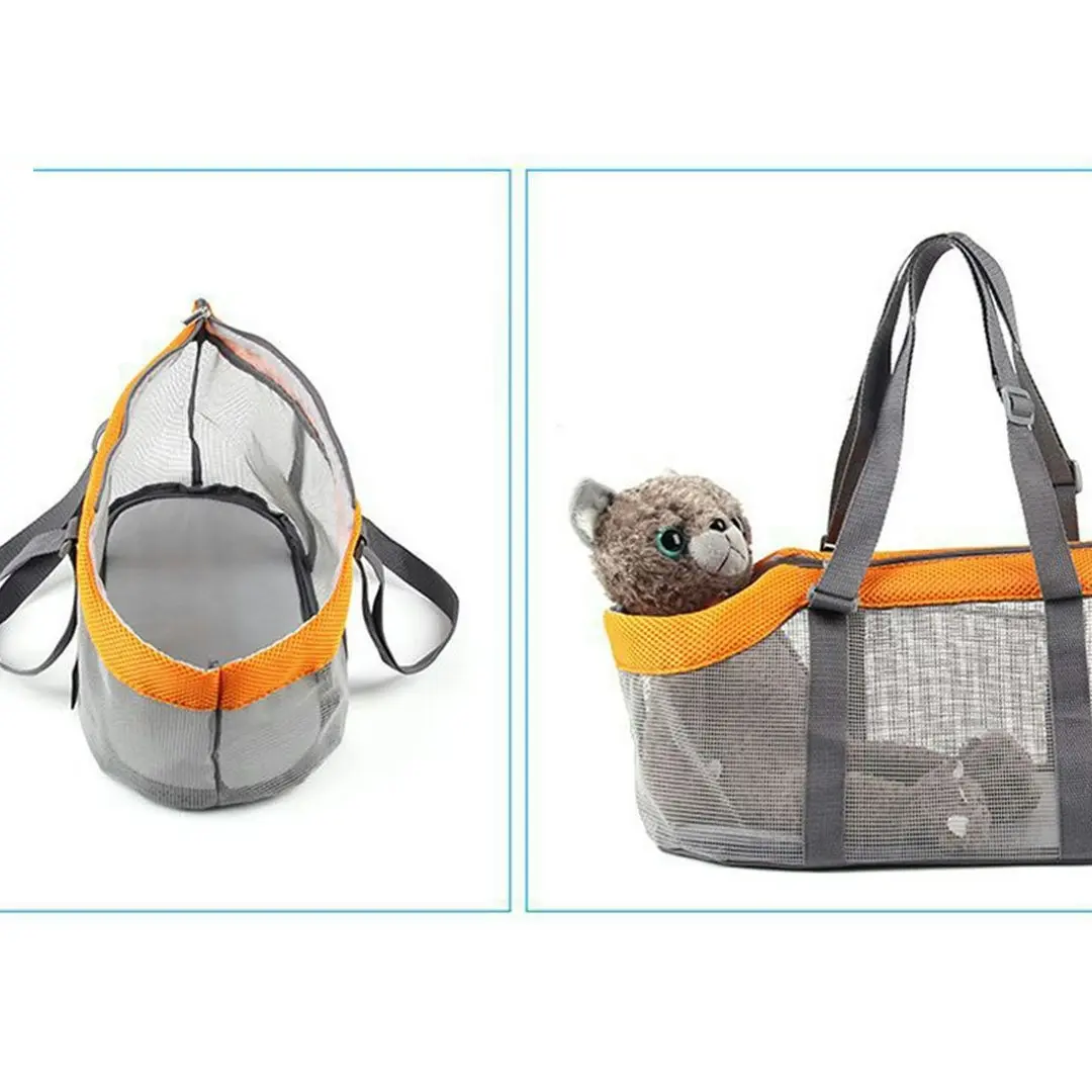 Soga Grey Pet Carrier Bag Breathable Net Mesh Tote Pouch Dog Cat Travel Essentials