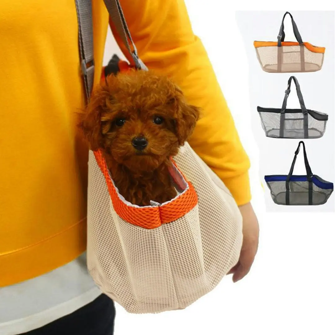 Soga Orange Pet Carrier Bag Breathable Net Mesh Tote Pouch Dog Cat Travel Essentials