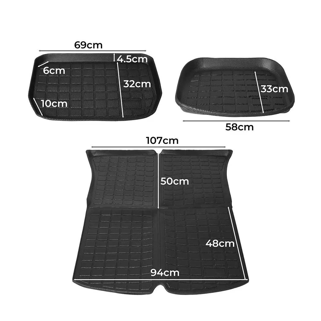 Manan Tesla Model Y Floor Mats Front Rear Trunk +Toolbox Anti-Slip Car Carpets