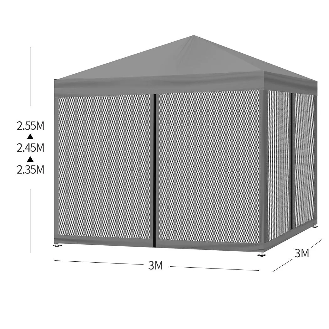 Mountview Gazebo 3x3m Pop Up Marquee Outdoor Mesh Side Wall Canopy Wedding Tent