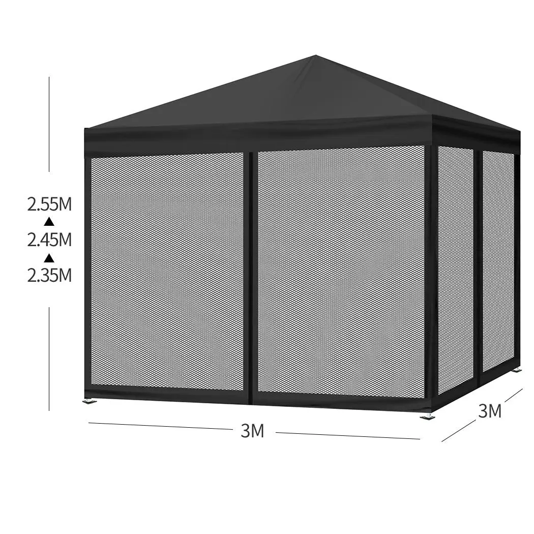 Mountview Gazebo Pop Up Marquee Outdoor Canopy 3x3m Wedding Tent Mesh Side Wall