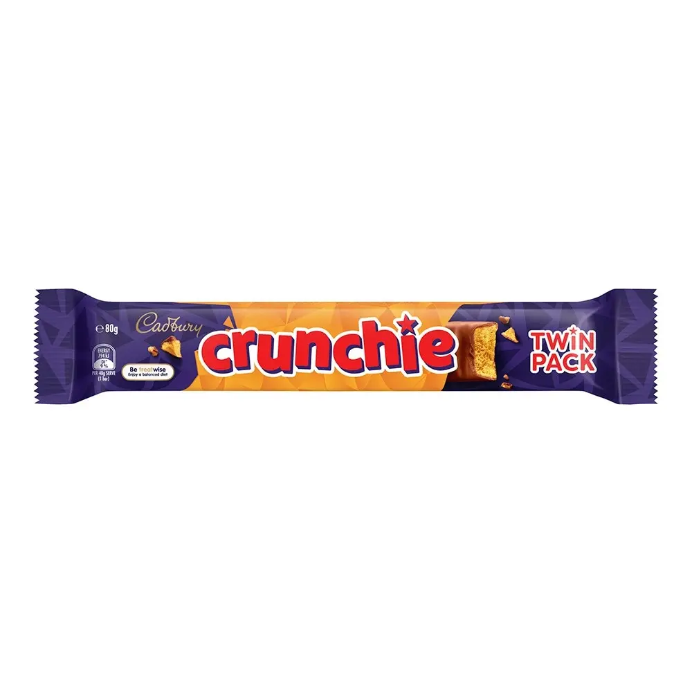 24pc Cadbury Crunchie Milk Chocolate Bar 80g Choco Coated Honeycomb Twin Pack