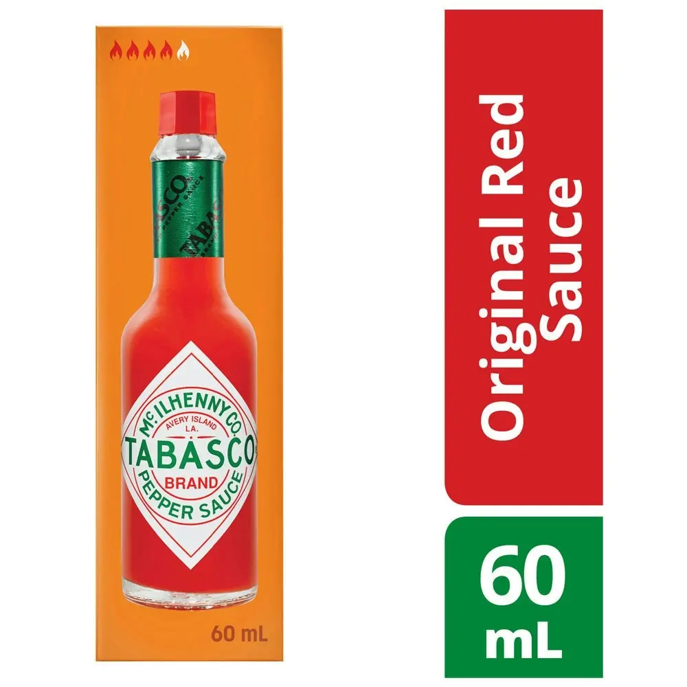 2x Tabasco 60ml Red Pepper Hot/Chilli/Spicy Sauce Kitchen/Pantry Food Condiment