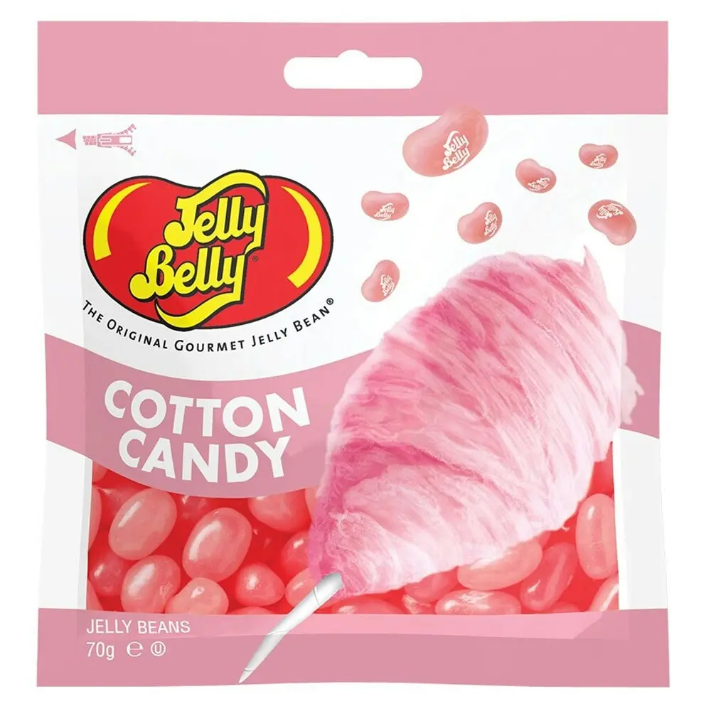 3x Jelly Belly 70g Cotton Candy Flavour Chewing Soft Jelly Bean Lolly Snack Bag