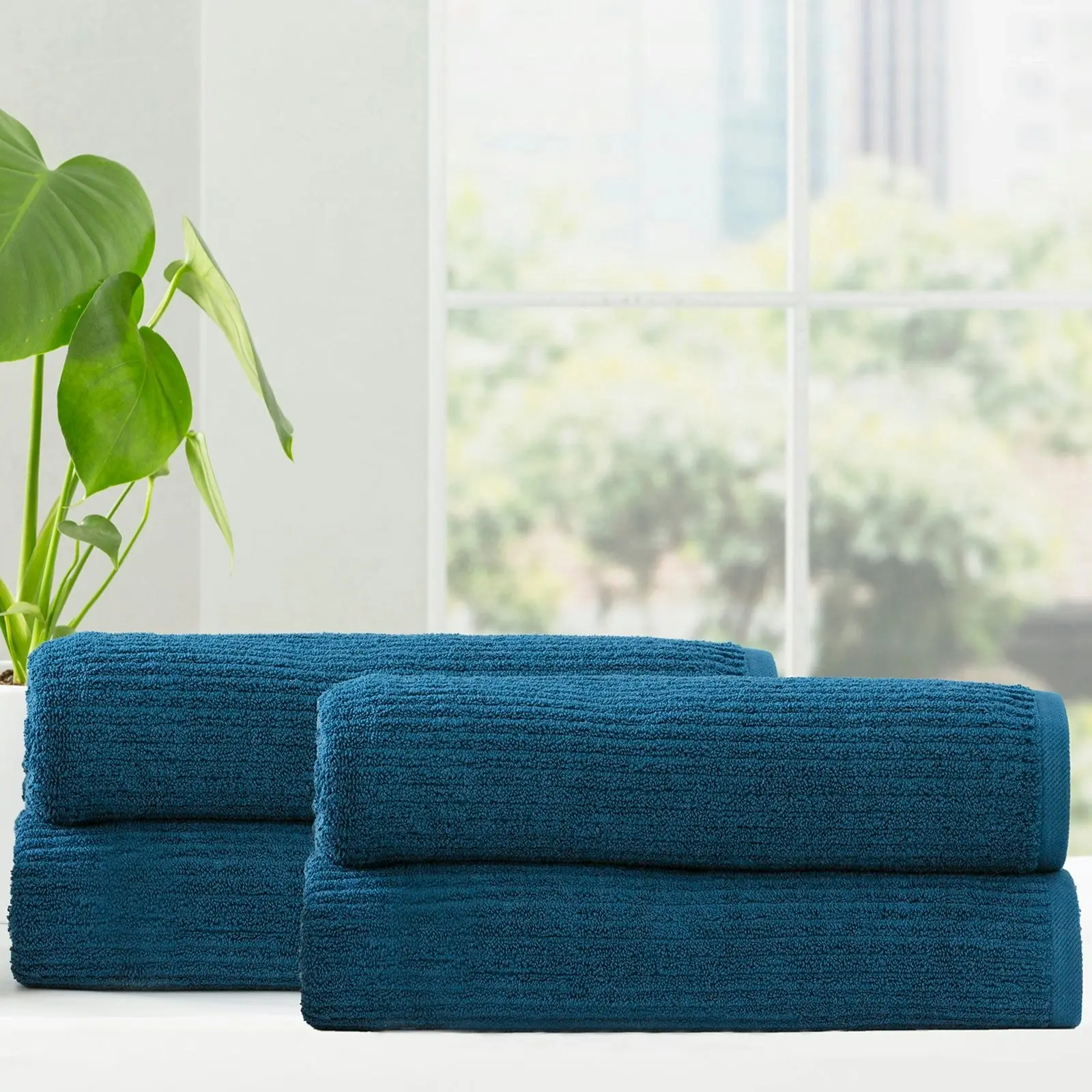 Cobblestone Ribbed Bath Towel Sets Ink