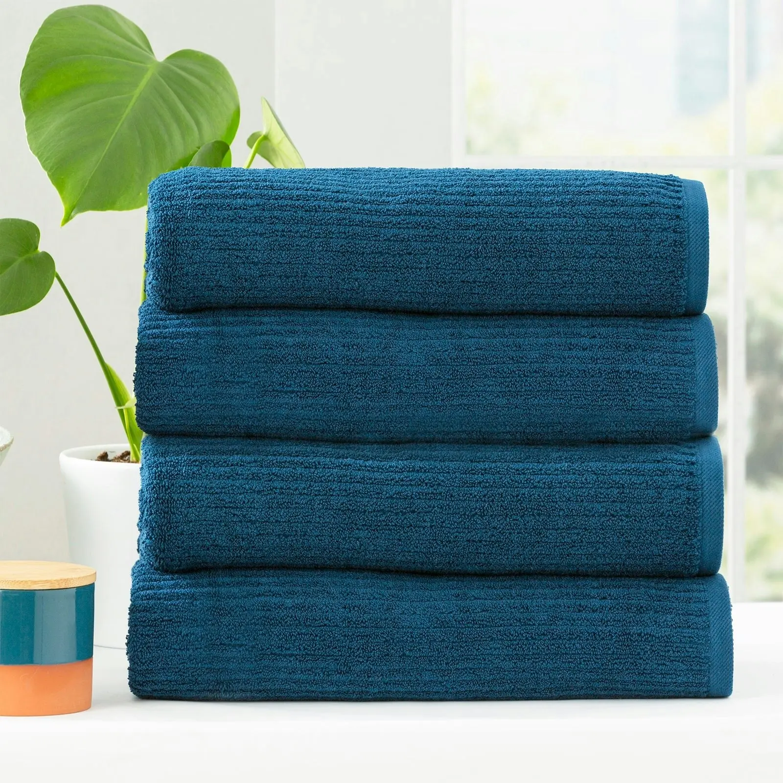 Cobblestone Ribbed Bath Towel Sets Ink