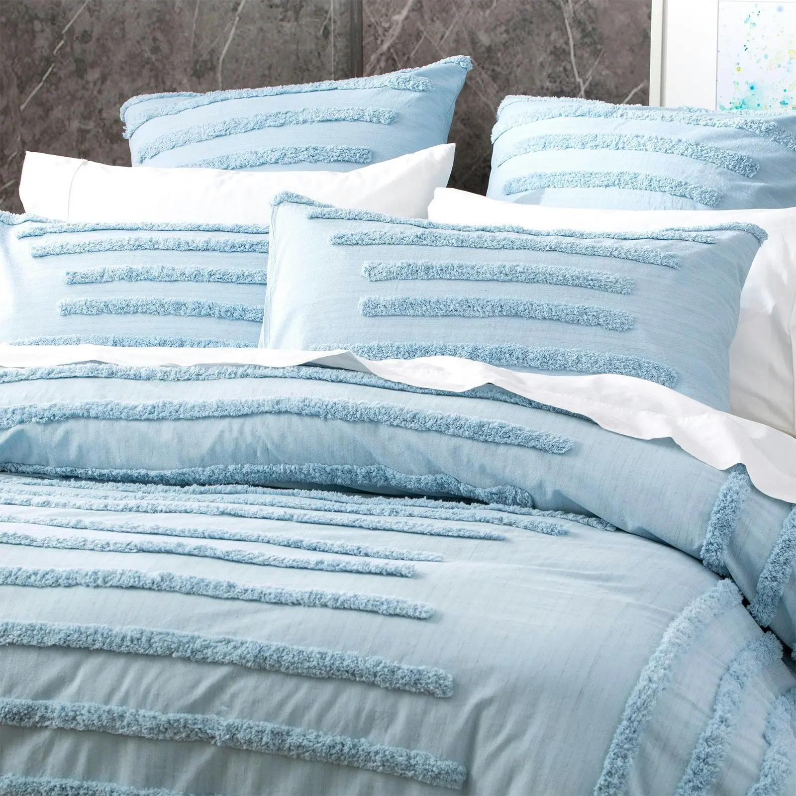 Classic Tufted Quilt Cover Set Blue