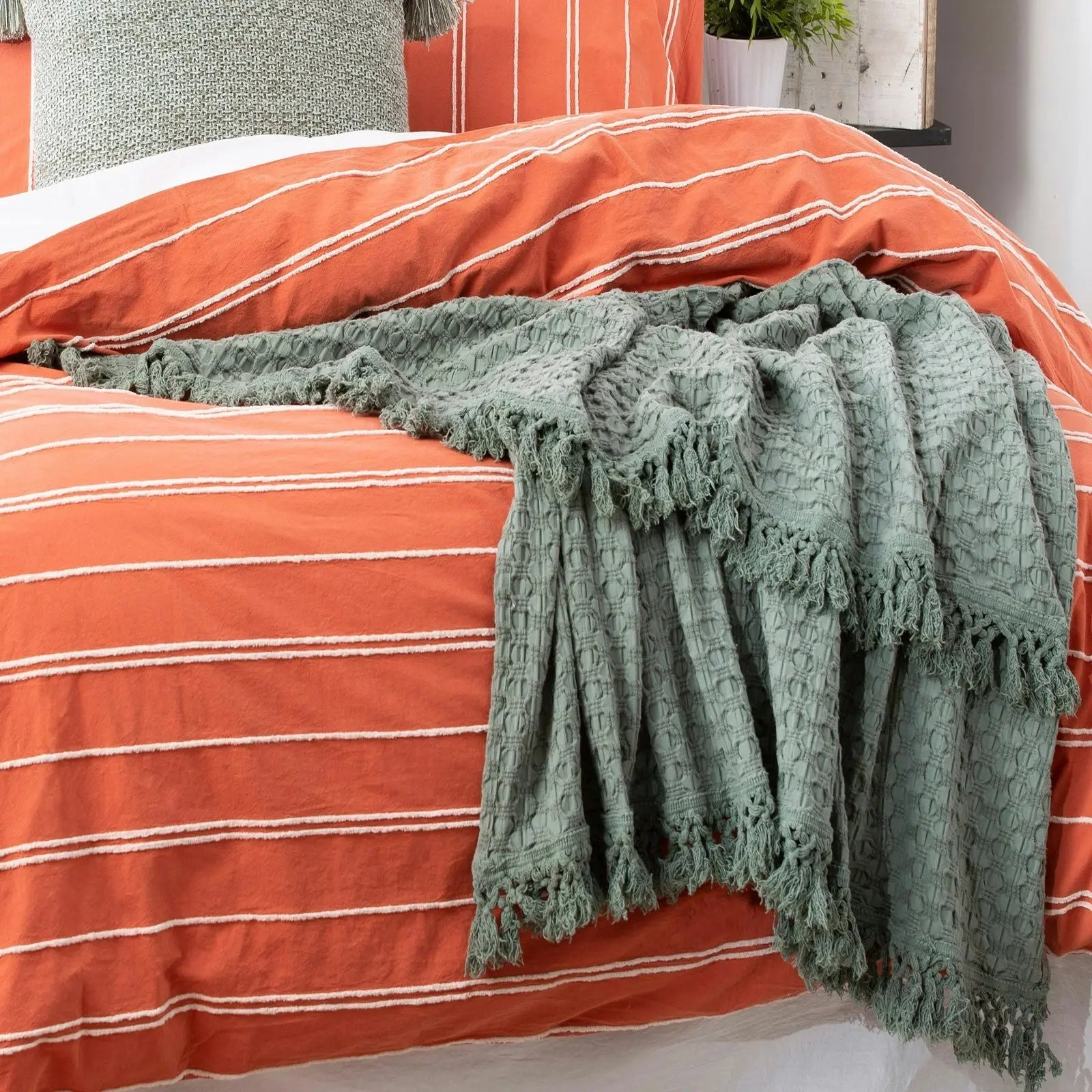 Hudson vintage Cotton Chenille Quilt cover Paprika