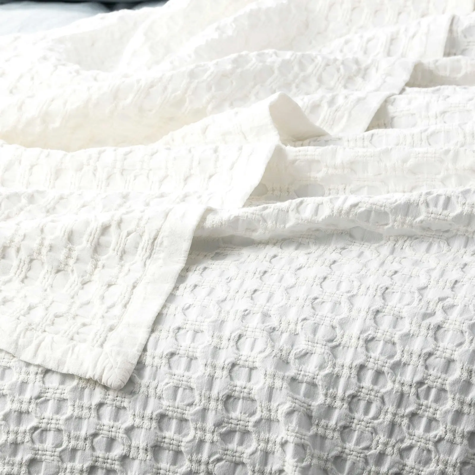 Waffle Blanket Lexico White