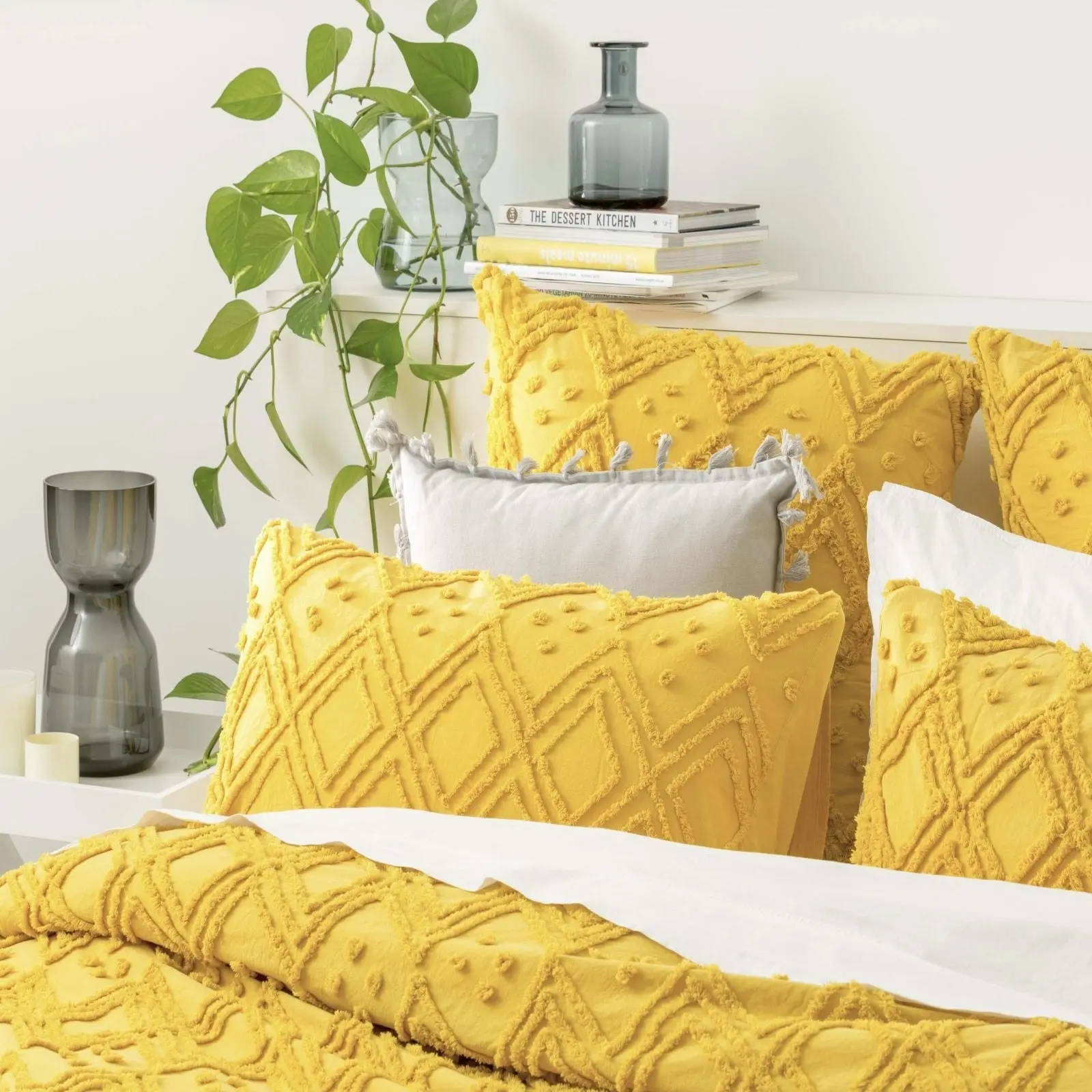 Medallion Vintage Tufted Quilt Cover Misted Yellow