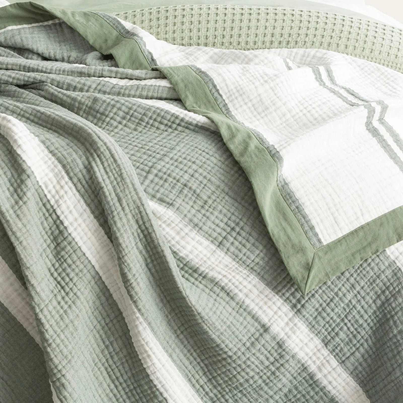 Blanket Washed Cotton Brighton Reversible Pistachio