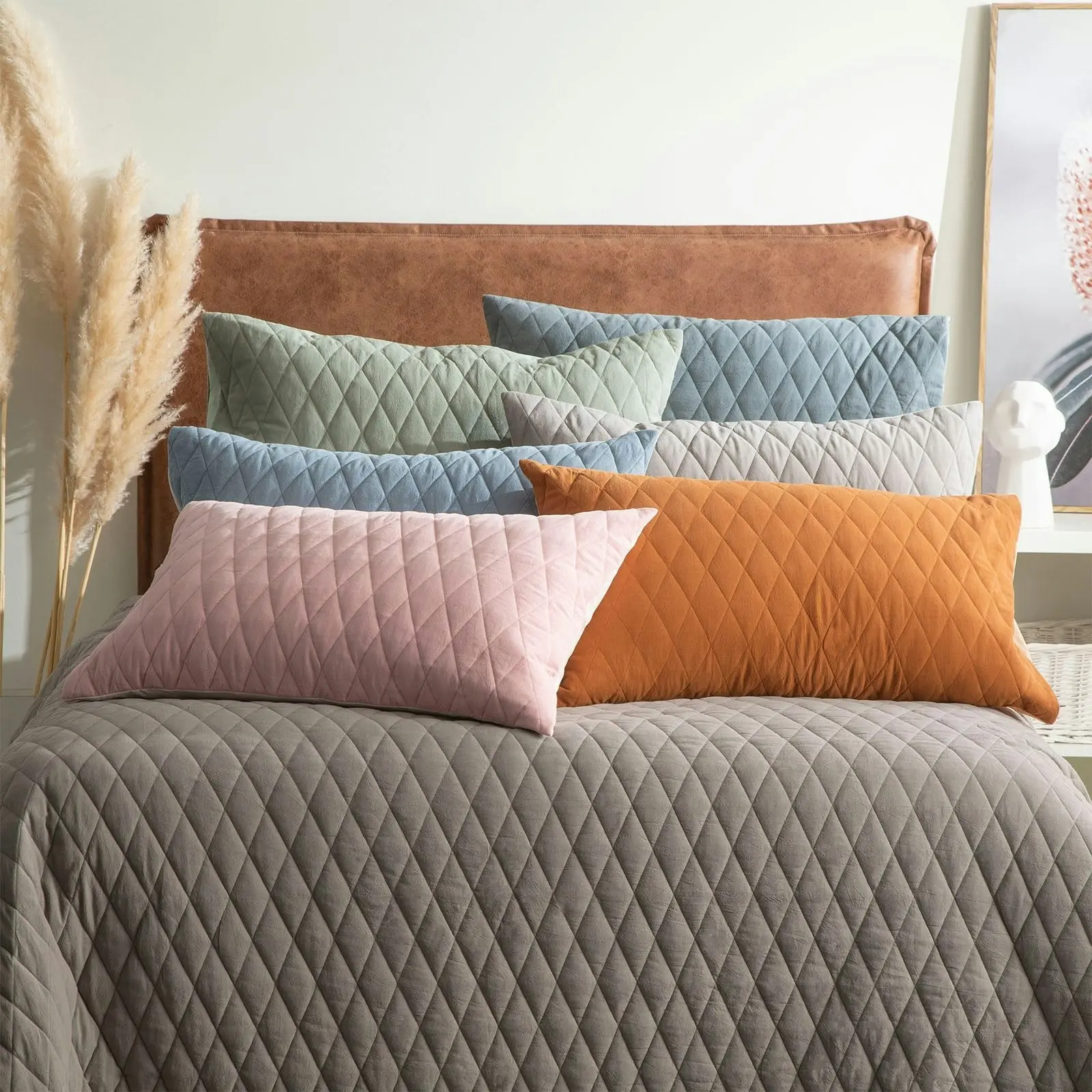 Coverlet Diamante Quilted Cotton Reversible Set Juniper