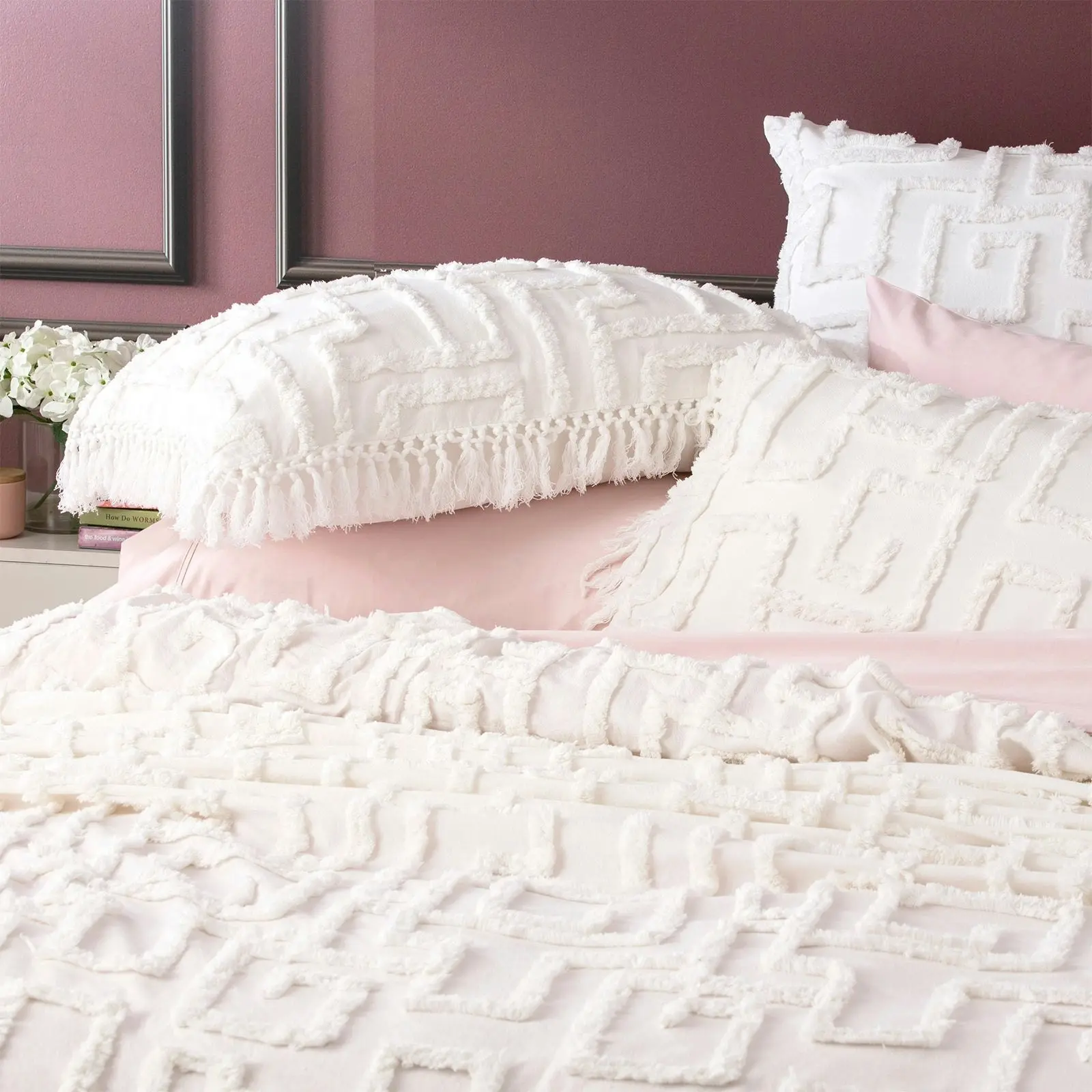 Bed Cover Riley Tufted Cotton White