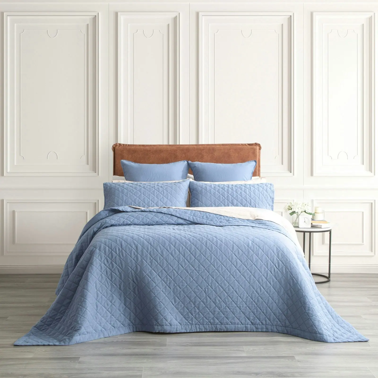 Linen Stonewashed Coverlet Cavallo Denim